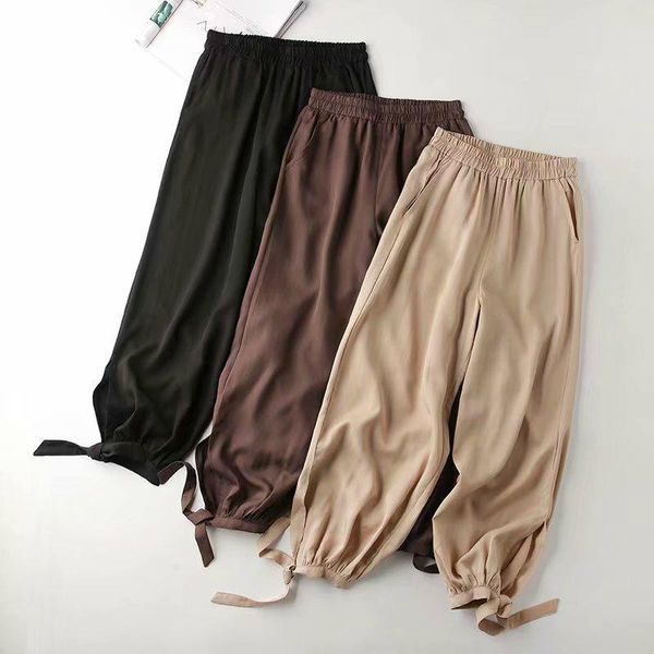 women's pants & capris summer women fashion bloomers elastic high waist ice silk cropped girls loose jogger slacks trousers female, Black;white
women's pants & capris summer women fashion bloomers elastic high waist ice silk cropped girls loose jogger slacks trousers female, Black;white