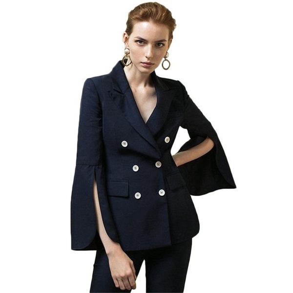 two pieces women suits long sleeves design for double breasted business formal party wear custom made women's piece pants, White
two pieces women suits long sleeves design for double breasted business formal party wear custom made women's piece pants, White