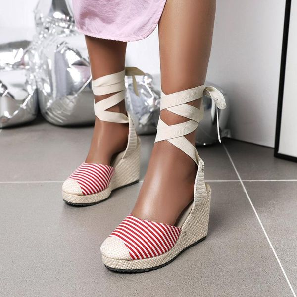 dress shoes classic women platform wedge comfortable high heels sandals straw summer party ankle-wrap casual lace up pumps, Black
dress shoes classic women platform wedge comfortable high heels sandals straw summer party ankle-wrap casual lace up pumps, Black
