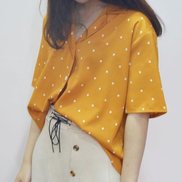 women's dot print shirt chiffon v-neck casual short sleeve blouse blouses & shirts, White
women's dot print shirt chiffon v-neck casual short sleeve blouse blouses & shirts, White