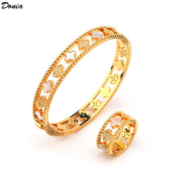 donia jewelry luxury bangle european and american fashion exaggerated classic four-leaf flower micro-set green fritillary designer ring set, Black
donia jewelry luxury bangle european and american fashion exaggerated classic four-leaf flower micro-set green fritillary designer ring set, Black