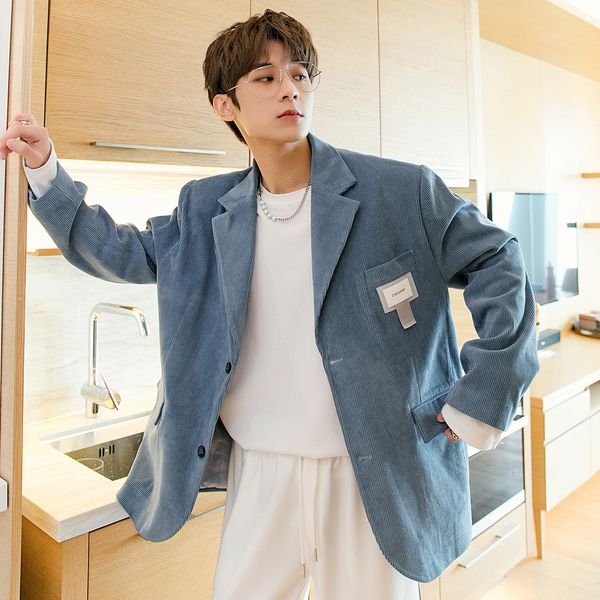 men's corduroy fabric blazer green blue apricot male casual loose korean suit jacket 2021 new autumn winter blazers 9y9091, White;black
men's corduroy fabric blazer green blue apricot male casual loose korean suit jacket 2021 new autumn winter blazers 9y9091, White;black