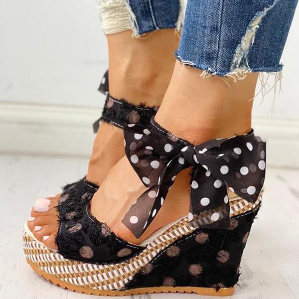 sandals 2021 casual women polka dot bowknot design platform wedge heels high-shoes fashion ankle strap o, Black
sandals 2021 casual women polka dot bowknot design platform wedge heels high-shoes fashion ankle strap o, Black