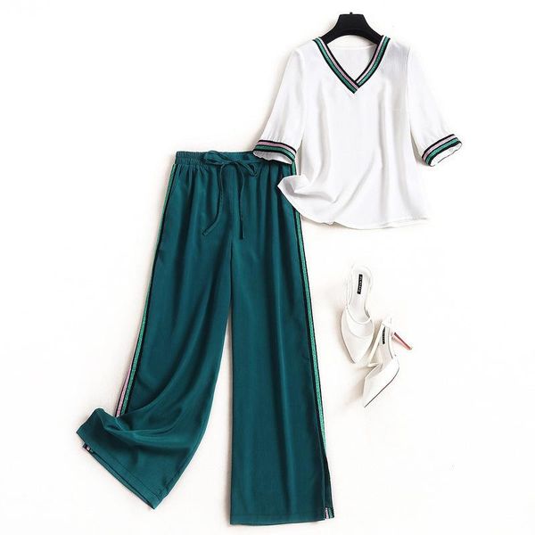 women's tracksuits european style contrast color striped v-neck t-shirt wide leg pants two piece set 2021 summer fashion suit, Gray
women's tracksuits european style contrast color striped v-neck t-shirt wide leg pants two piece set 2021 summer fashion suit, Gray
