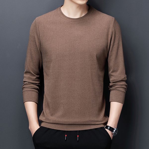 long sleeve t-shirt korean sweater 2021 spring autumn loose middle-aged and young men's solid color double-sided cashmere bottomed, White;black
long sleeve t-shirt korean sweater 2021 spring autumn loose middle-aged and young men's solid color double-sided cashmere bottomed, White;black