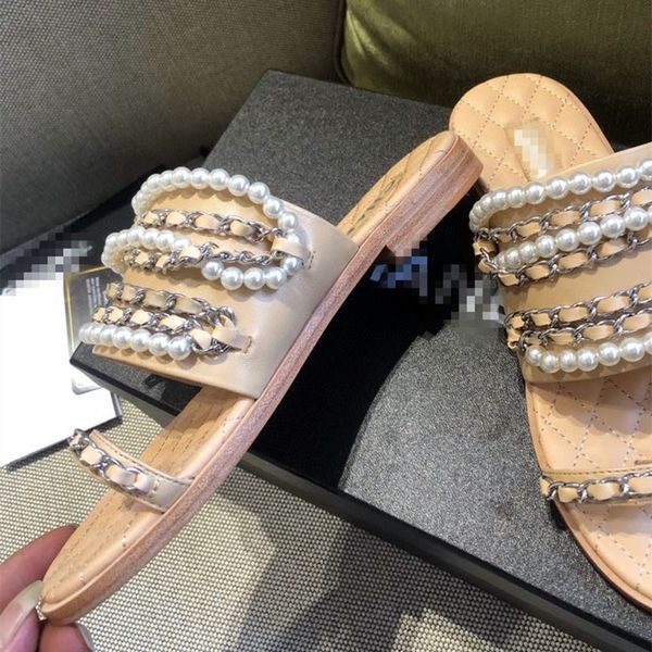 2021 designer fashion luxury women's slippers sandals pearl chain accessories 35-41, Black
2021 designer fashion luxury women's slippers sandals pearl chain accessories 35-41, Black