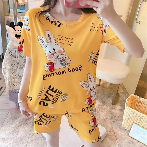 rabbit cartoon print summer womens sleepwears pajamas set loose nightshirt homewear girls sweat sleepwear pjs t shirts and shorts, Black;red
rabbit cartoon print summer womens sleepwears pajamas set loose nightshirt homewear girls sweat sleepwear pjs t shirts and shorts, Black;red