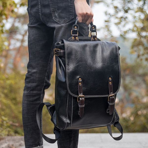 backpack men's backpack fashion brand versatile street soft leather schoolbag large capacity
backpack men's backpack fashion brand versatile street soft leather schoolbag large capacity