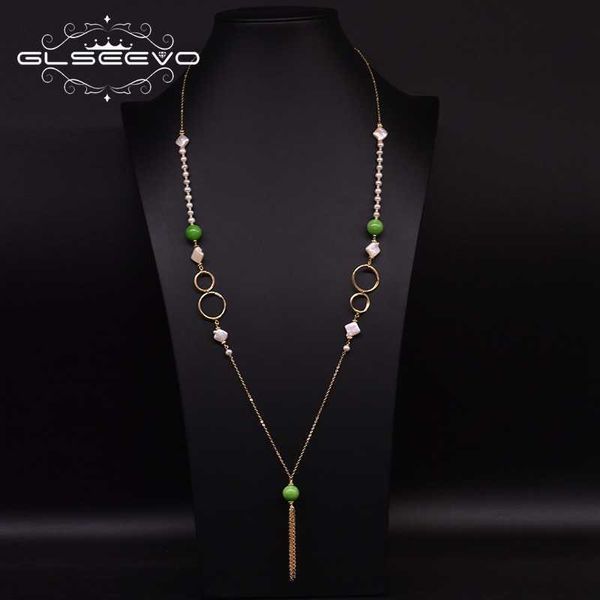 glseevo handmade natural fresh water pearl jade long pendant necklace for women sweater chain fine jewelry collares gn0186, Silver
glseevo handmade natural fresh water pearl jade long pendant necklace for women sweater chain fine jewelry collares gn0186, Silver