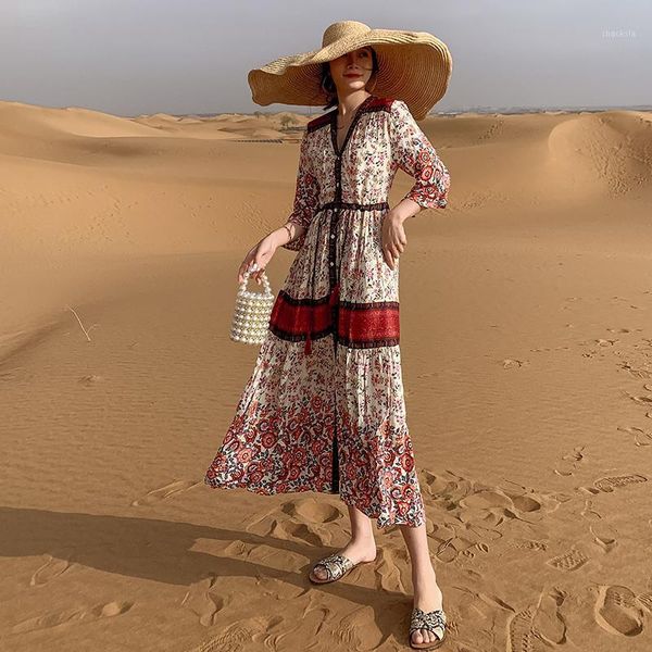 make ethnic style false beach dress bohemia printed retro posed split temperament casual dresses, Black;gray
make ethnic style false beach dress bohemia printed retro posed split temperament casual dresses, Black;gray