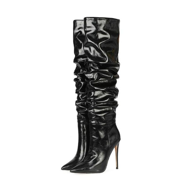 boots 2021 autumn winter women over knee thin high heels pointed toe slip on long shoes, Black
boots 2021 autumn winter women over knee thin high heels pointed toe slip on long shoes, Black