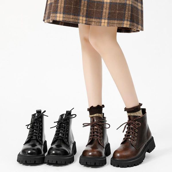 boots 2021 style autumn and winter simple lace-up thick-soled shoes retro british women's genuine leather, Black
boots 2021 style autumn and winter simple lace-up thick-soled shoes retro british women's genuine leather, Black