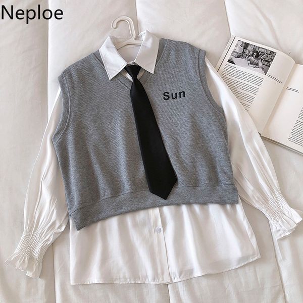 neploe preppy style two piece outfits women knitted embroidery sweater vest loose white shirt chic 2 piece set femme 210422
neploe preppy style two piece outfits women knitted embroidery sweater vest loose white shirt chic 2 piece set femme 210422