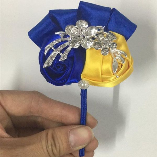 decorative flowers & wreaths bride wedding groom boutonniere royal blue yellow satin rose corsage for prom crystal brooch de novia xh0688-6
decorative flowers & wreaths bride wedding groom boutonniere royal blue yellow satin rose corsage for prom crystal brooch de novia xh0688-6