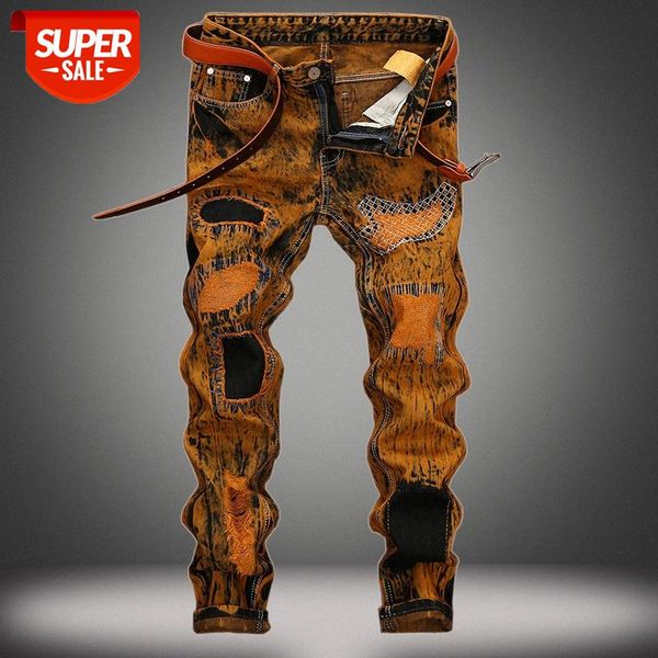 retro trendy pants european and american jeans men's ripped personality distressed straight #ku0m, Blue
retro trendy pants european and american jeans men's ripped personality distressed straight #ku0m, Blue