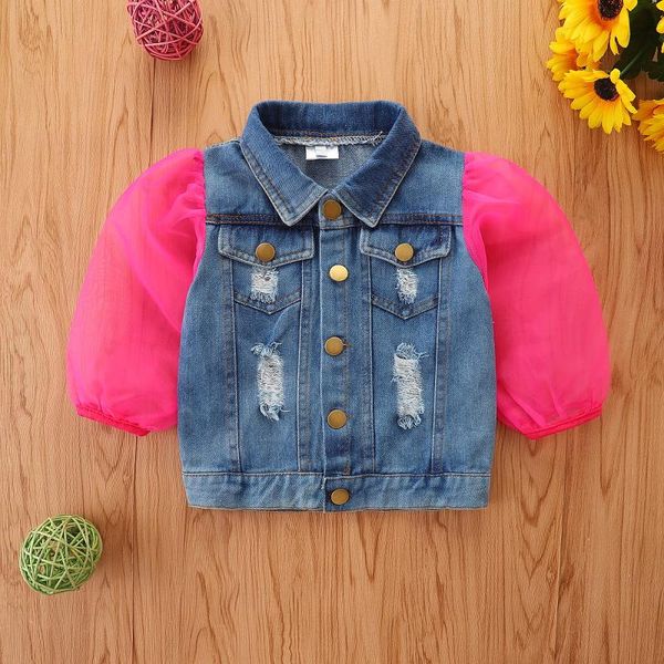 jackets 1-6y kids girls denim jacket coats 2021 autumn baby clothes mesh lantern sleeve button-down color block lapel outerwear children, Blue;gray
jackets 1-6y kids girls denim jacket coats 2021 autumn baby clothes mesh lantern sleeve button-down color block lapel outerwear children, Blue;gray