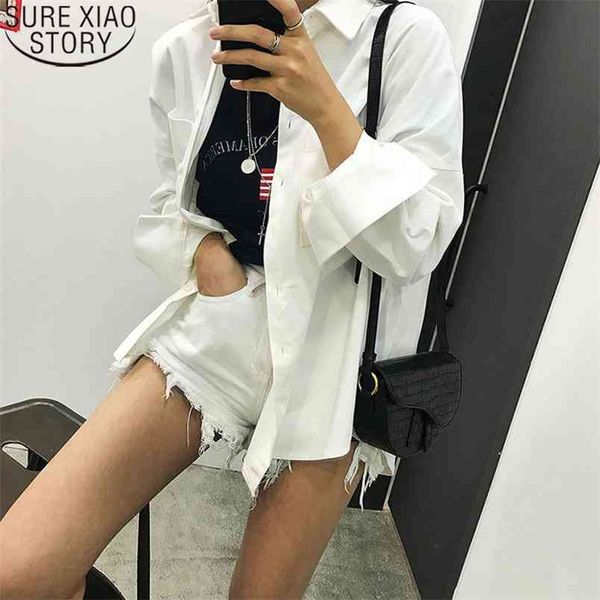 spring casual korean loose shirt women plus size solid cotton long sleeve blouse color blusas with double pocket 210421, White
spring casual korean loose shirt women plus size solid cotton long sleeve blouse color blusas with double pocket 210421, White