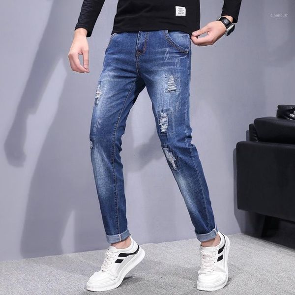 men's jeans 117-1214 the elastic with torn patch korean edition slim and fit beggars cross-border jeans1 rvt3, Blue
men's jeans 117-1214 the elastic with torn patch korean edition slim and fit beggars cross-border jeans1 rvt3, Blue