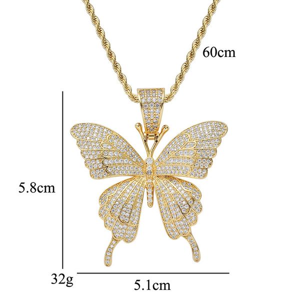 zircon butterfly pendant necklace rose gold hip hop link chain woman fashion party jewelry valentine's day gift, Silver
zircon butterfly pendant necklace rose gold hip hop link chain woman fashion party jewelry valentine's day gift, Silver
