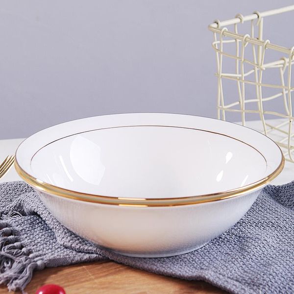 inch large soup basin noodle bowl with trace gold household eating bone china pure white bowls
inch large soup basin noodle bowl with trace gold household eating bone china pure white bowls