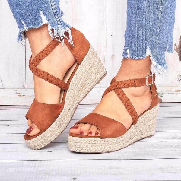 wedge sandals platform straw braid women romen buckle strap flock cover heel open toes high zapatos mujer, Black
wedge sandals platform straw braid women romen buckle strap flock cover heel open toes high zapatos mujer, Black
