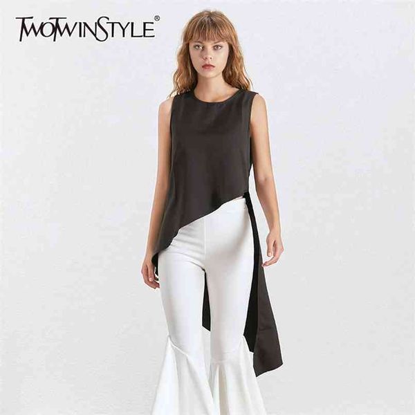black irregular hem shirt for women o neck sleeveless casual loose blouse female fashion clothing summer 210524, White
black irregular hem shirt for women o neck sleeveless casual loose blouse female fashion clothing summer 210524, White
