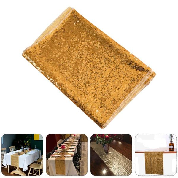 table cloth 1pc beautiful cover party tablecover home sequins runner (golden)