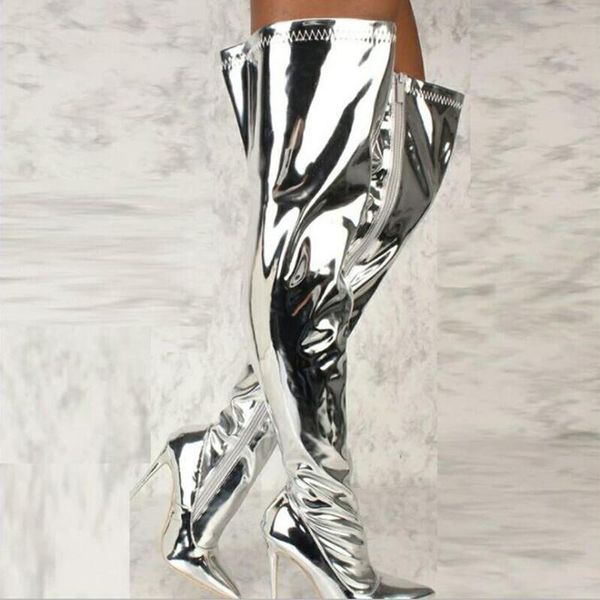 boots pointed mirror glossy over the knee fashion catwalk nightclub super high heel large size stiletto women's, Black
boots pointed mirror glossy over the knee fashion catwalk nightclub super high heel large size stiletto women's, Black
