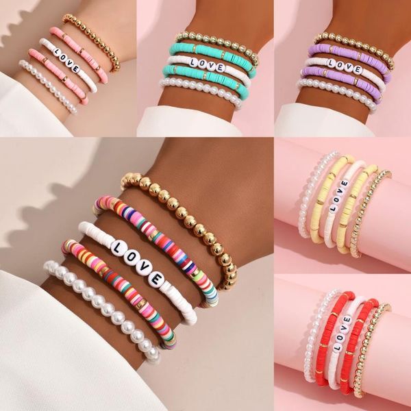 charm bracelets colorful bead bracelet set for women korean pearl beaded letter bangle summer bohemia clay pottery handmade love print, Golden;silver
charm bracelets colorful bead bracelet set for women korean pearl beaded letter bangle summer bohemia clay pottery handmade love print, Golden;silver