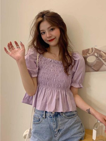 women's blouses & shirts summer 2021 korean style short sleeve shirt with ruffle waist and thin, White
women's blouses & shirts summer 2021 korean style short sleeve shirt with ruffle waist and thin, White