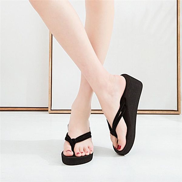 slippers women's solid color beach slipper flip-flops high-heeled wedge with thick-legged sandals non-slip, Black
slippers women's solid color beach slipper flip-flops high-heeled wedge with thick-legged sandals non-slip, Black