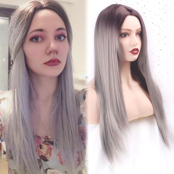 ombre gray long straight synthetic wigs for white /black women middle part black brown red natural african american1
ombre gray long straight synthetic wigs for white /black women middle part black brown red natural african american1