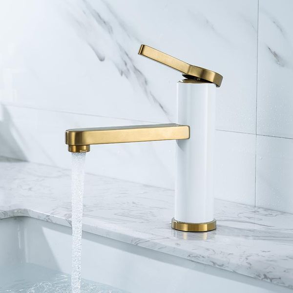 basin faucets mixer bathroom sink tap brush gold and white brass washbasin faucet single handle hole cold &
basin faucets mixer bathroom sink tap brush gold and white brass washbasin faucet single handle hole cold &