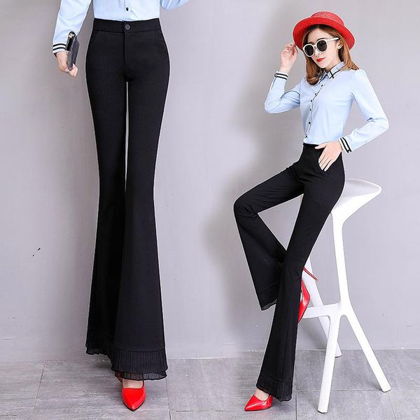 women's pants & capris spring bell-bottom autumn and winter micro-la was thin trousers stretch slim wide-leg women, Black;white
women's pants & capris spring bell-bottom autumn and winter micro-la was thin trousers stretch slim wide-leg women, Black;white