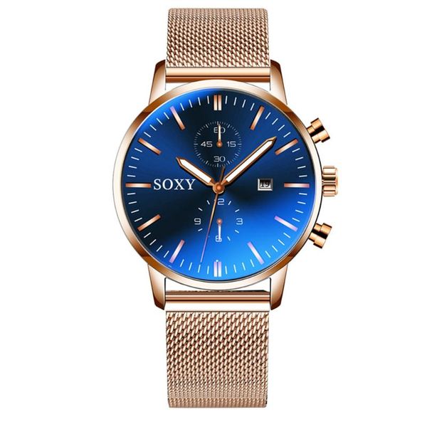 wristwatches fashionable men's mesh watch with simple dial calendar casual sport watches for men blue wrist man clock, Slivery;brown
wristwatches fashionable men's mesh watch with simple dial calendar casual sport watches for men blue wrist man clock, Slivery;brown