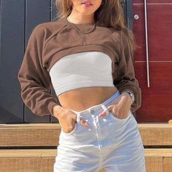 women's hoodies & sweatshirts spring autumn fashion cute loose solid color long sleeve o-neck brown woman casual pullover super-short s, Black
women's hoodies & sweatshirts spring autumn fashion cute loose solid color long sleeve o-neck brown woman casual pullover super-short s, Black