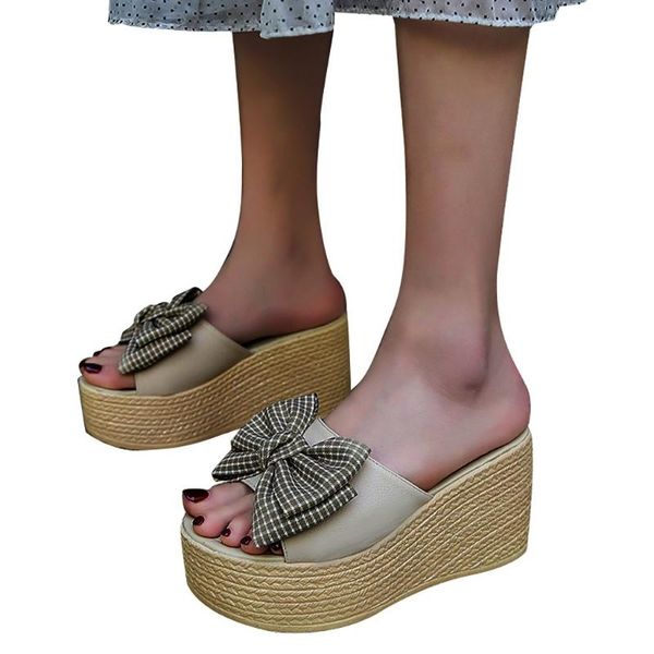 slippers womail ladies big sizes plaid slip on wedges shoes for women outdoor thick bottom knot peep toe platform, Black
slippers womail ladies big sizes plaid slip on wedges shoes for women outdoor thick bottom knot peep toe platform, Black