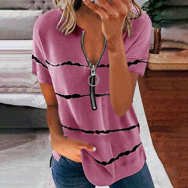 women's t-shirt printed t shirt v neck zipper casual loose short sleeve summer fashion plus size clothing streetwear, White
women's t-shirt printed t shirt v neck zipper casual loose short sleeve summer fashion plus size clothing streetwear, White