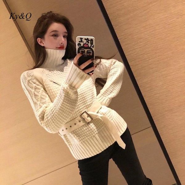 women's sweaters 2021 autumn and winter high neck zipper with belt retro sweater elegant commuter chic warm white long-sleeved pullover, White;black
women's sweaters 2021 autumn and winter high neck zipper with belt retro sweater elegant commuter chic warm white long-sleeved pullover, White;black