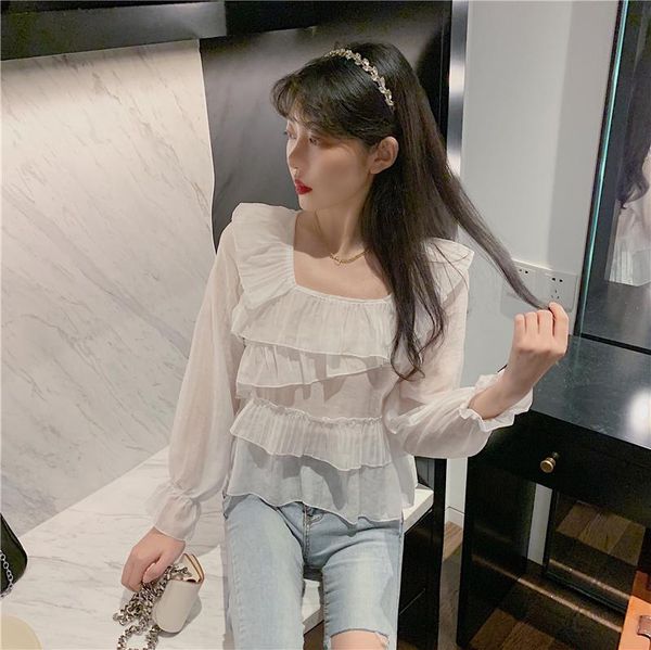 women's blouses & shirts coigarsam blouse women 2021 ruffles long sleeve square collar blusas womens and, White
women's blouses & shirts coigarsam blouse women 2021 ruffles long sleeve square collar blusas womens and, White