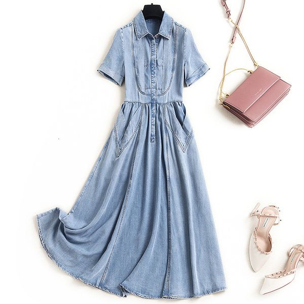 two piece dress female fashions designers will see short sleeve turn down collar solid aline tencel denim blue casual dress 7afy, White
two piece dress female fashions designers will see short sleeve turn down collar solid aline tencel denim blue casual dress 7afy, White