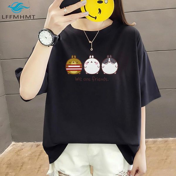 women summer large size 100kg 4xl cartoon print t-shirt lady fashion loose casual pullover tee office women's, White
women summer large size 100kg 4xl cartoon print t-shirt lady fashion loose casual pullover tee office women's, White