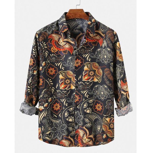 men's casual shirts 2021 fashion mens vintage ethnic floral print shirt fit lapel holiday long sleeve men, White;black
men's casual shirts 2021 fashion mens vintage ethnic floral print shirt fit lapel holiday long sleeve men, White;black