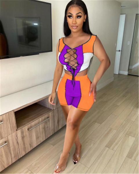 womens ribbing splicing tracksuits fashion trend u-neck bandage short skinny shorts suits designer female summer sleeveless casual 2pcs set, Gray
womens ribbing splicing tracksuits fashion trend u-neck bandage short skinny shorts suits designer female summer sleeveless casual 2pcs set, Gray