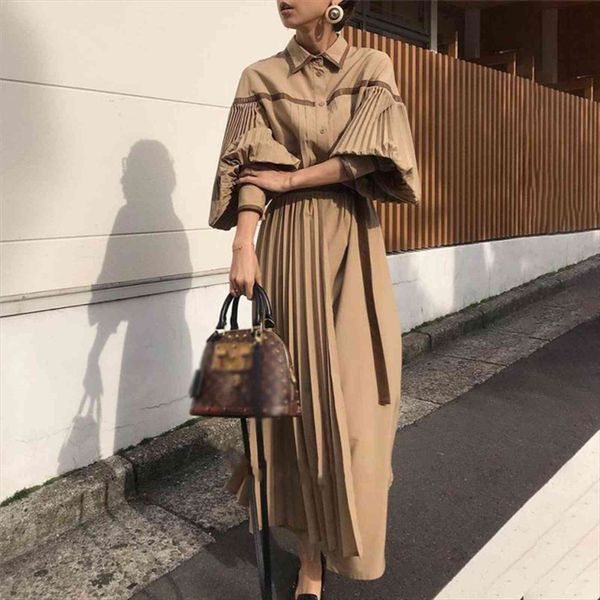 shengpalae personality pleated spring lapel women dress single braested lace up waist patchwoek lantern sleeve dresse, Black;gray
shengpalae personality pleated spring lapel women dress single braested lace up waist patchwoek lantern sleeve dresse, Black;gray