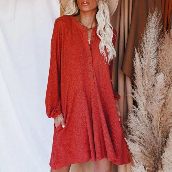 casual dresses women accessory stylish ribbing long sleeve loose buttons dress pure color for daily life, Black;gray
casual dresses women accessory stylish ribbing long sleeve loose buttons dress pure color for daily life, Black;gray