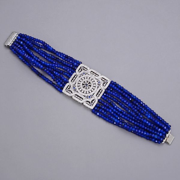 guaiguai jewelry 10 strands blue rondelle jades cz pave connector bracelet handmade for women real lady fashion jewellry, Black
guaiguai jewelry 10 strands blue rondelle jades cz pave connector bracelet handmade for women real lady fashion jewellry, Black