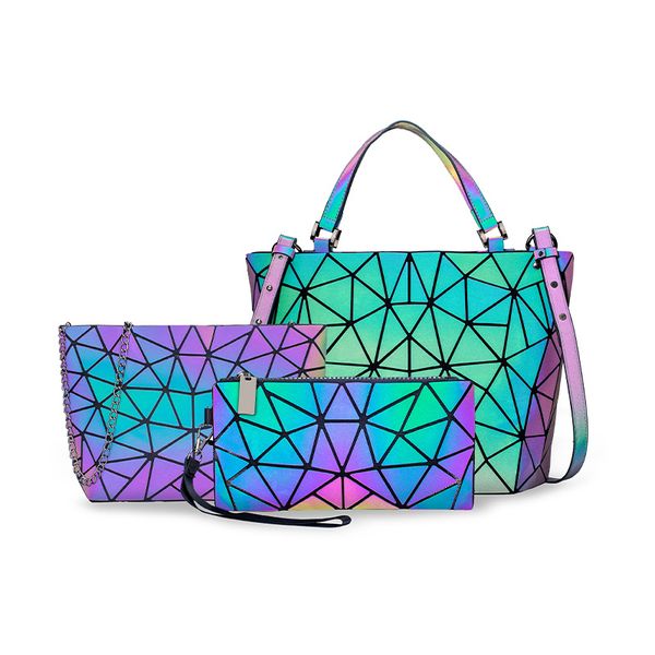 fashion three-piece luminous rhombus bag european and american trend portable messenger shoulder bucket bags
fashion three-piece luminous rhombus bag european and american trend portable messenger shoulder bucket bags
