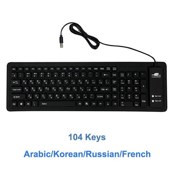 keyboards russian/french/korean/arabic soft silicon keyboard 104 keys foldable waterproof wired flexible for pc desklaptop
keyboards russian/french/korean/arabic soft silicon keyboard 104 keys foldable waterproof wired flexible for pc desklaptop