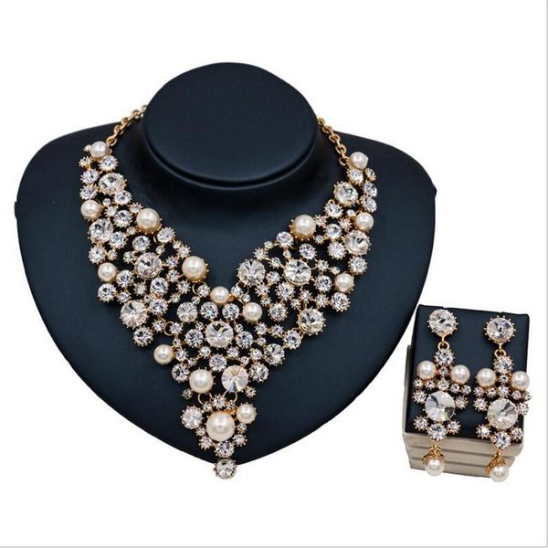 earrings & necklace crystal rhinestone pearl wedding earring sets bridal jewelry for women elegant party gift fashion costume, Silver
earrings & necklace crystal rhinestone pearl wedding earring sets bridal jewelry for women elegant party gift fashion costume, Silver